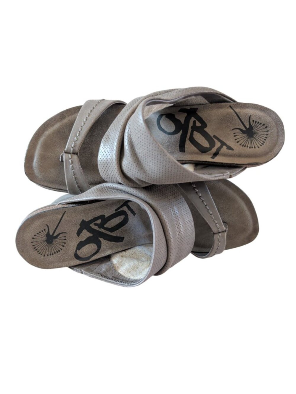 OTBT Balance Wedge Womens Sandals Size 7M Gray Taupe Platform Slip On Open Toe - Picture 13 of 16